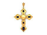 A XIX Century yellow gold, silver, diamond, sapphire and cameo pendant cross