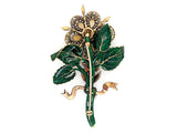 A XIX Century antique en tremblent brooch. The flower in silver topped Yellow gold with old-cut diamonds and topaz