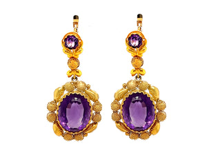 Georgian yellow gold and amethyst earrings