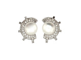 Art Déco platinum, diamond and pearl clips earrings