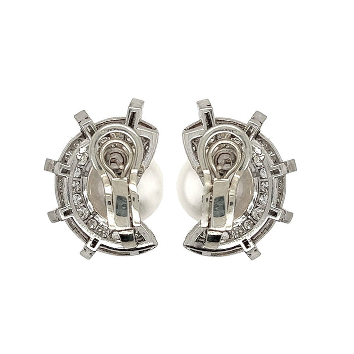 Art Déco platinum, diamond and pearl clips earrings