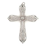 Important Art Déco platinum topped, Yellow gold and old-cut diamond cross-pendant.