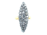 Edwardian gold and platinum marquise ring with old mine diamonds