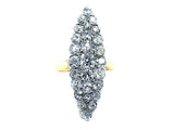 Edwardian gold and platinum marquise ring with old mine diamonds