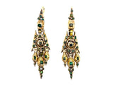 Iberian gold and emerald girandole earrings