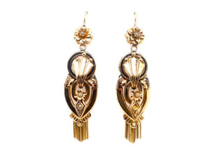 Antique Borbonic gold enamel earrings, 19th century.