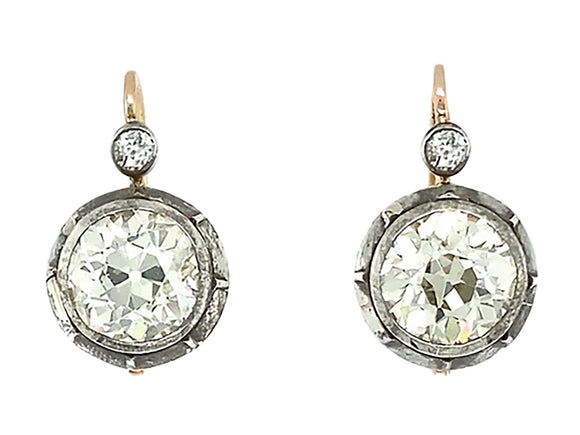 Antique rose gold old mine cut diamond earrings, 1900 c.a.