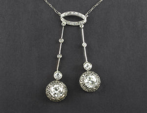 Edwardian platinum and diamond Lavallière necklace