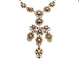 Georgian gold, garnet and natural pearl girandole necklace.