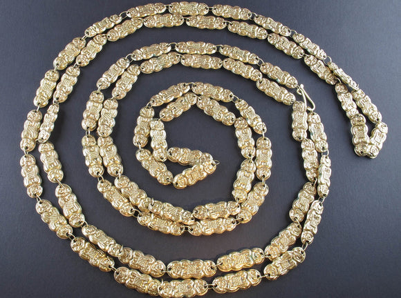 Victorian 9 kt gold long chain necklace