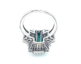 Art Déco platinum diamond and emerald ring, 1935