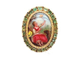 Antique French gold, tourmaline and miniature ring. 1860