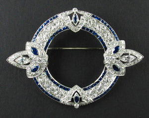 Broche Art Déco en platine saphir et diamant, 1925 ca