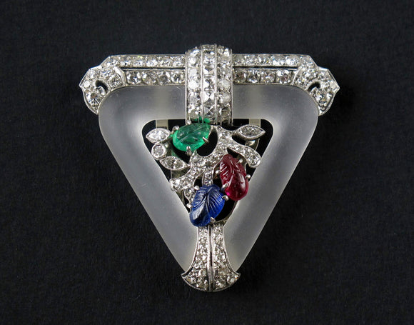 Tutti frutti, Art Déco, platinum, diamond, ruby, sapphire and emerald brooch, 1930.