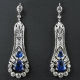 Art Déco platinum diamond and sapphire earrings