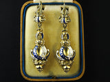 A XIX Century antique yellow gold enameled earrings