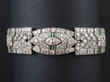 An Art Déco, platinum, diamond kt, 17 and emerald bracelet. 1930 c.a.