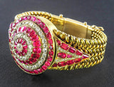 A XIX Century yellow gold diamond and ruby bracelet. France 1880 circa
