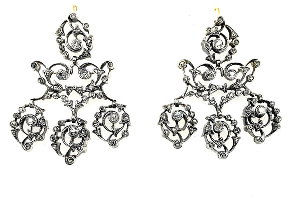 Victorian gold and diamond girandole earrings, late XIX century