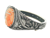 Unique Victorian cameo, diamond, gold and iron bangle bracelet