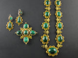 French antique gold and malachite parure