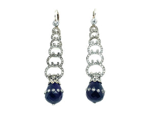 Edwardian platinum diamond and amethyst drop earrings