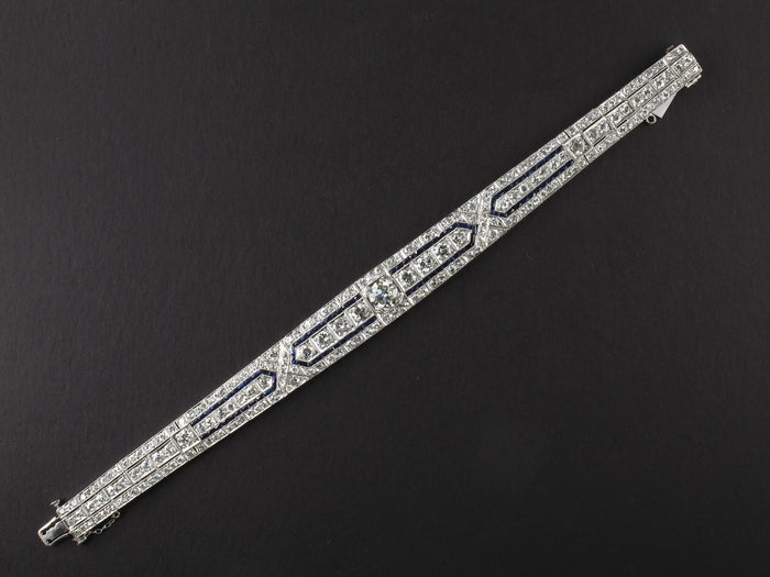 An Art Déco platinum, diamond and sapphire bracelet