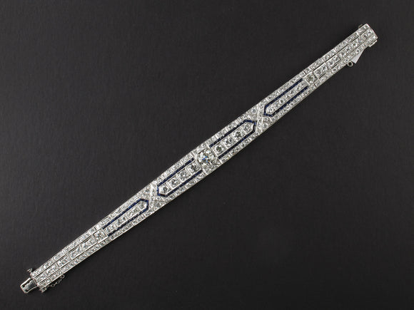 An Art Déco platinum, diamond and sapphire bracelet