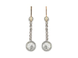 Platinum and yellow gold diamond kt. 3,08 and 2,90 circa pendant earrings