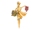 1950 Yellow gold, emerald, diamond and ruby autumn brooche signed Jacques Lacloche