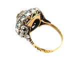 Yellow gold, silver, rose diamond and emerald ring. France XIX Century
