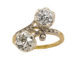 A Belle Époque silver, yellow gold, rose-cut diamond and two diamond kt 2 circa ring