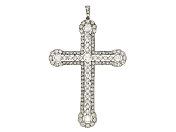 Art Déco platinum and diamond cross pendant