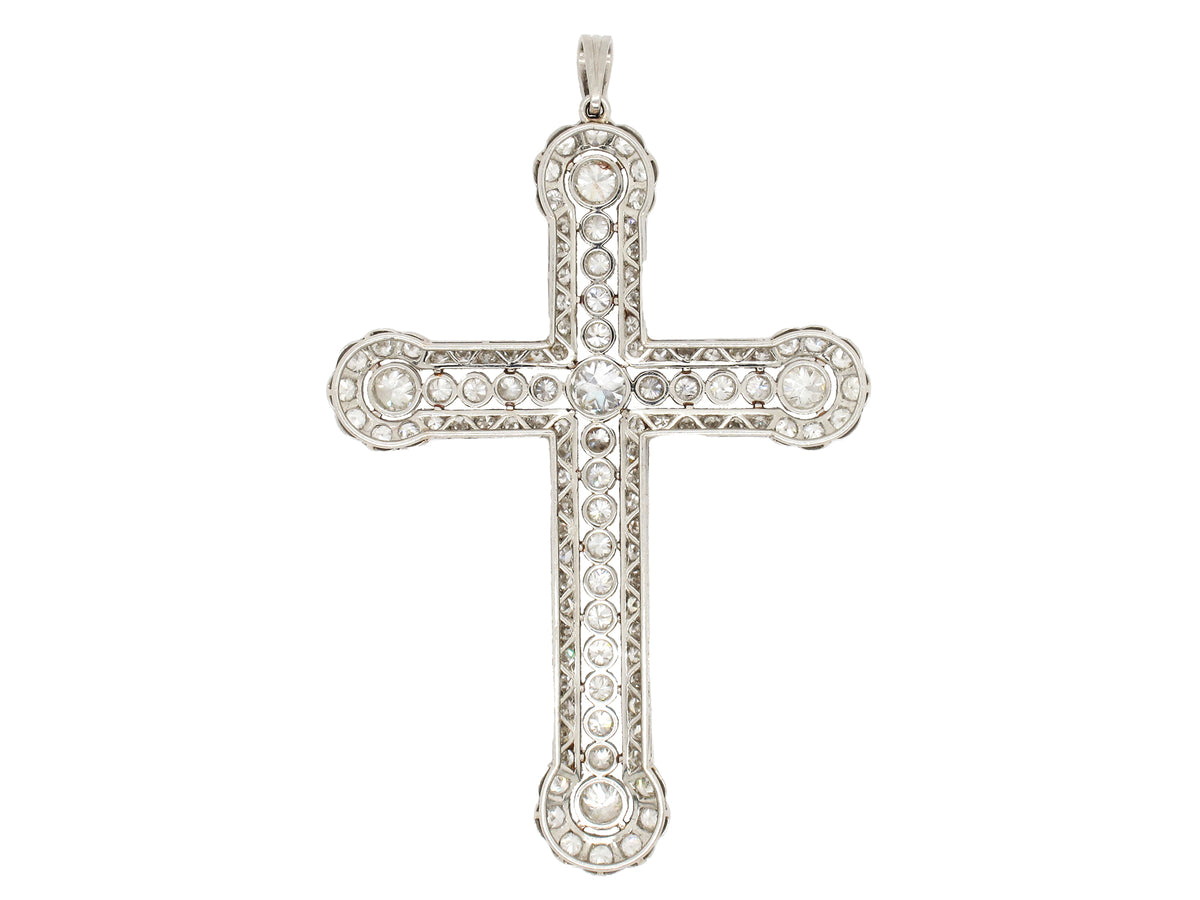 Art Déco platinum and diamond cross pendant