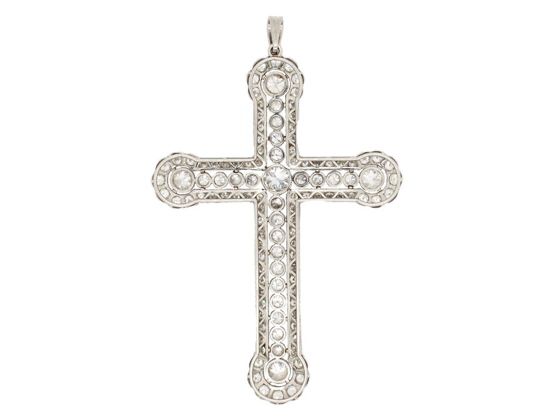 Art Déco platinum and diamond cross pendant