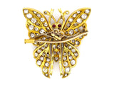 An antique XIX Century yellow gold and old-cut diamond butterfly brooch. France