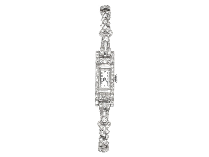 Art Déco platinum and diamond watch