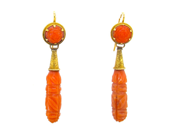 Victorian carved coral earrings.