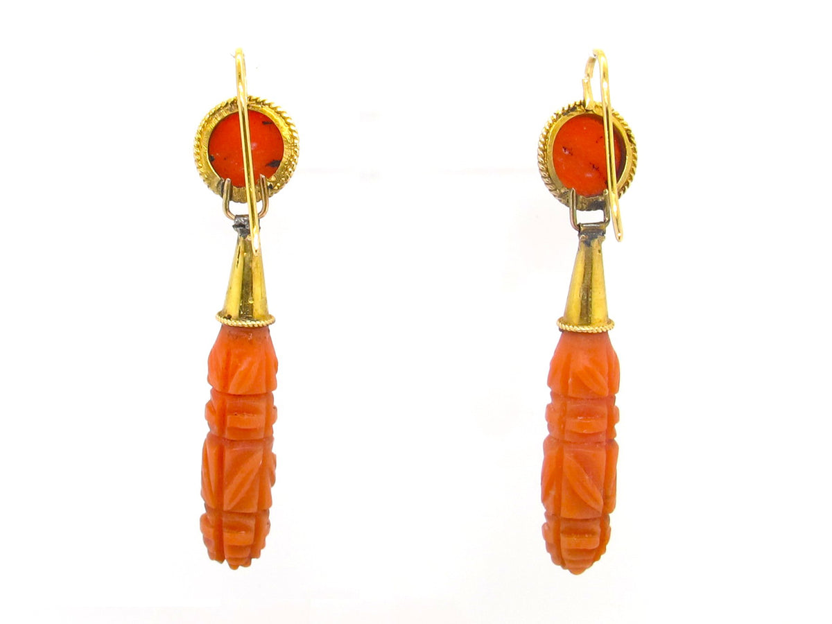 Victorian carved coral earrings.
