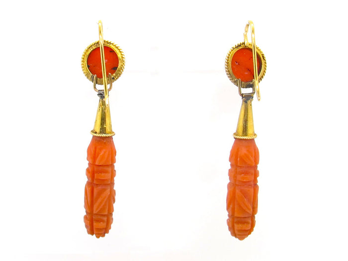 Victorian carved coral earrings.