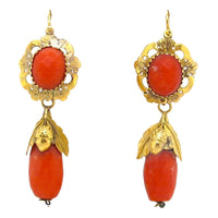 A XIX Century yellow gold and coral earrings