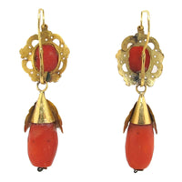 A XIX Century yellow gold and coral earrings