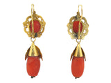 A XIX Century yellow gold and coral earrings