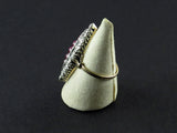A XIX Century yellow gold, silver, diamond and cabochon ruby 