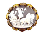 Broche camée victorienne en or jaune et coquillage