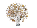 Vintage white gold, diamond and sapphire flower basket brooch