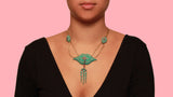 A Victorian XX Century yellow gold, silver, rubies turquoise and pearl necklace. 