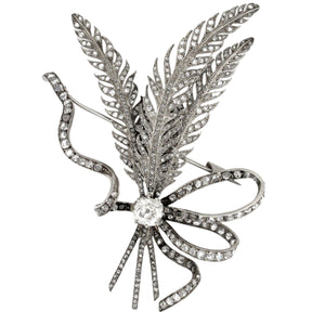 Victorian diamond feather trembling brooch