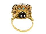 Yellow gold, silver, rose cut diamond and emerald ring. France XIX Century
