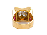 Retro French gold diamond and ruby ring, 1940
